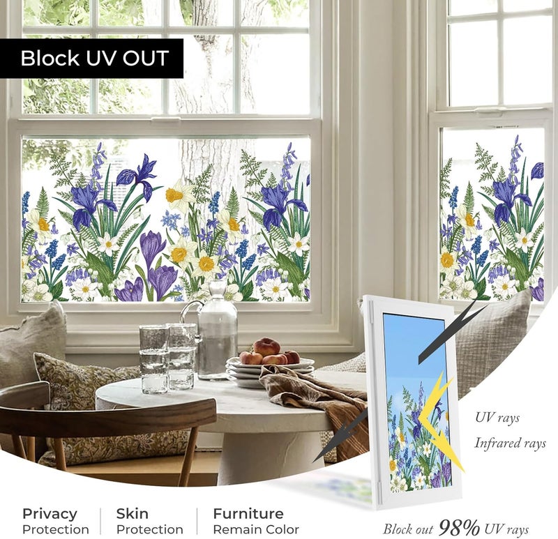 ADD.HERES Window Clings Flowers Hanging Vines Plants Window Decals Anti-Collision Glass Window Doors Window Stickers 2224004-44.5X200D - Image 4