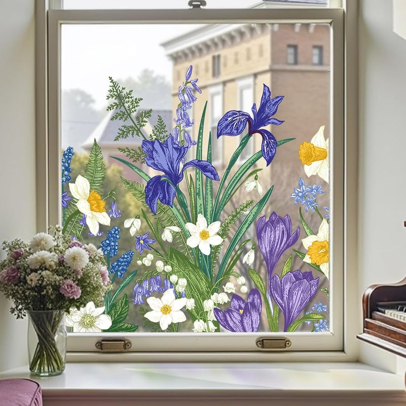 ADD.HERES Window Clings Flowers Hanging Vines Plants Window Decals Anti-Collision Glass Window Doors Window Stickers 2224004-44.5X200D - Image 1