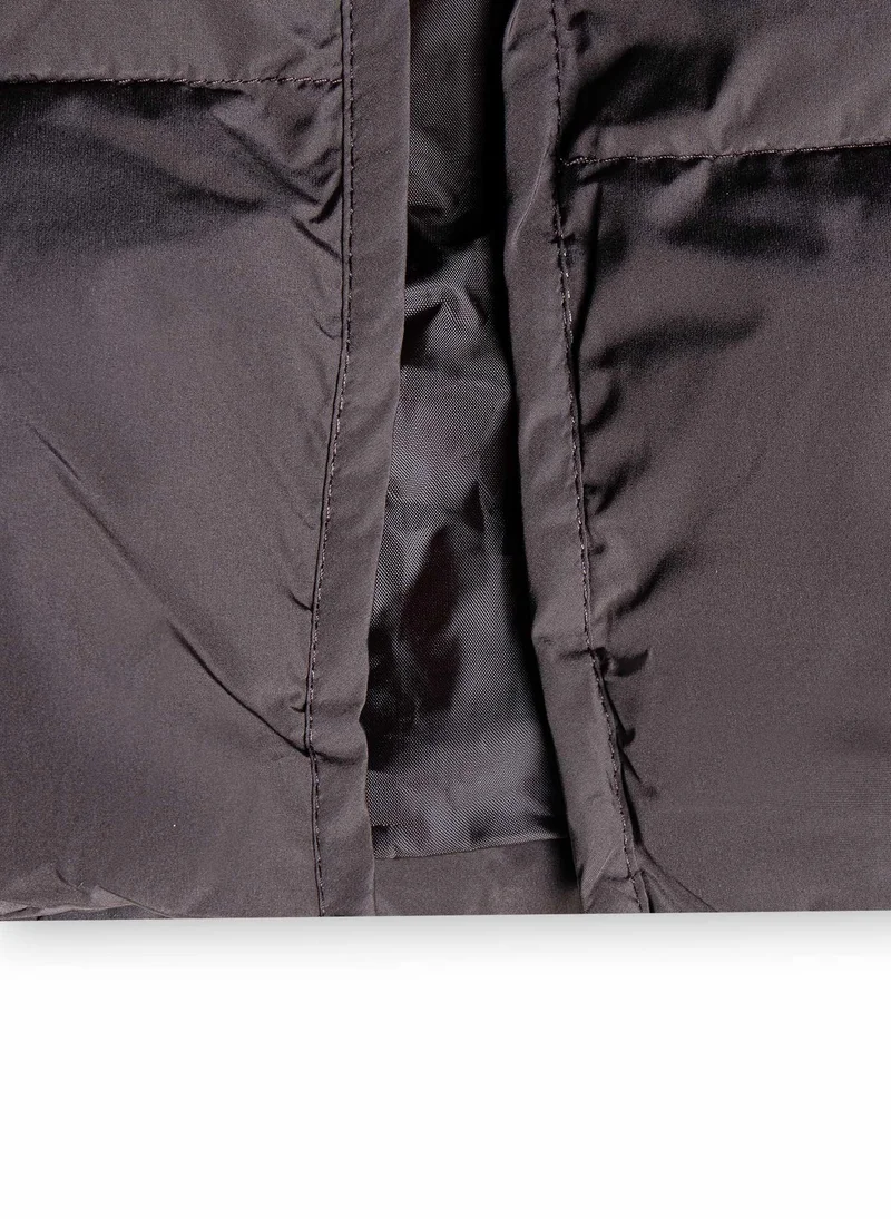 Shapes BROWN BELTED LONGLINE PUFFER COAT for Women | Best Price UAE