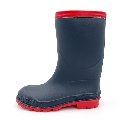 Amoji Boy Rain Boots Girl Rain Boots Kid Rubber Boots Garden Boots Child Wellies Easy On Rainboots Children Waterproof YX16 Navy Size 2.5-3 Big Kid - Image 2