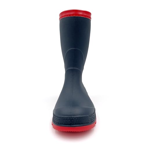 Amoji Boy Rain Boots Girl Rain Boots Kid Rubber Boots Garden Boots Child Wellies Easy On Rainboots Children Waterproof YX16 Navy Size 2.5-3 Big Kid - Image 3