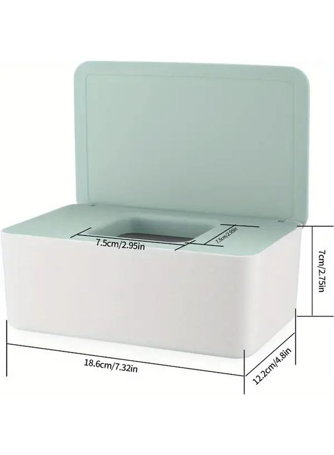 Green Wet Wipes Dispenser Case Hygienic Sealed Lid One Touch Access Compact Tissue Holder - Image 1