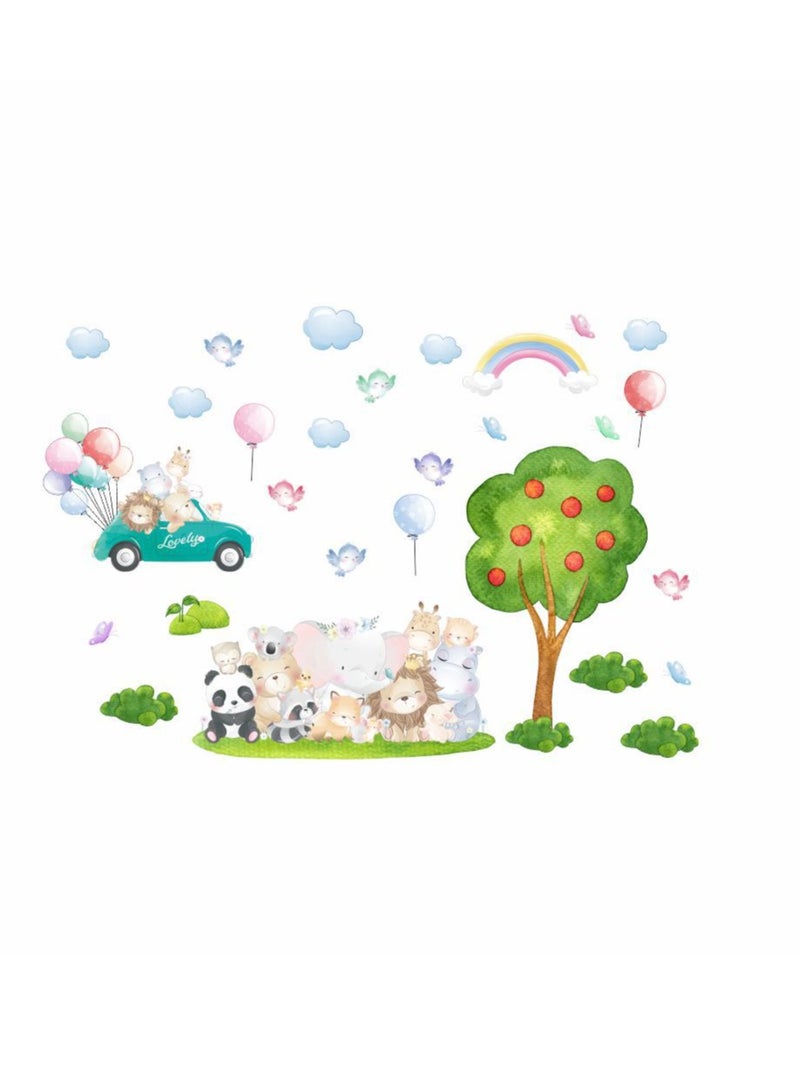 Y&D Cartoon Animal Balloon Wall Stickers Perfect For Kids' Bedrooms And Nurseries  - Image 1