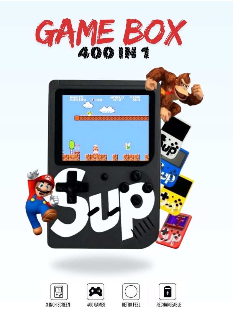 ساب لعبة أطفال / 400 في 1 | وحدة تحكم ألعاب محمولة: مشغل ألعاب ريترو محمول / أسود  - Image 1