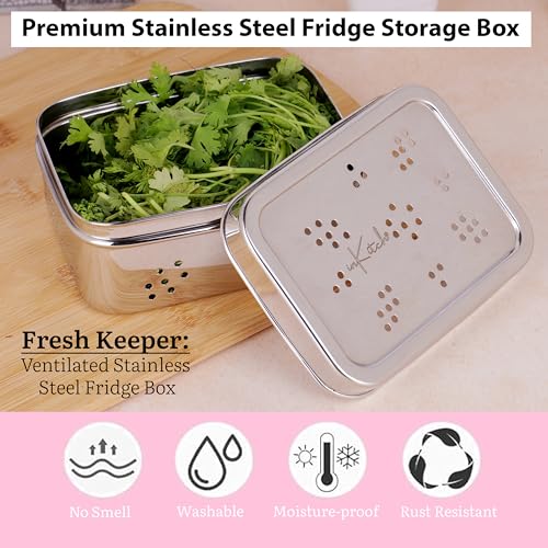 inKitch Stainless Steel Hole Dabba with Air Ventilation | 750ML Food Storage Container for Puri, Dhaniya, Sprouts, Dry Fruits, Chocolates | Multi-Purpose Steel Utility Kitchen Container - Image 3