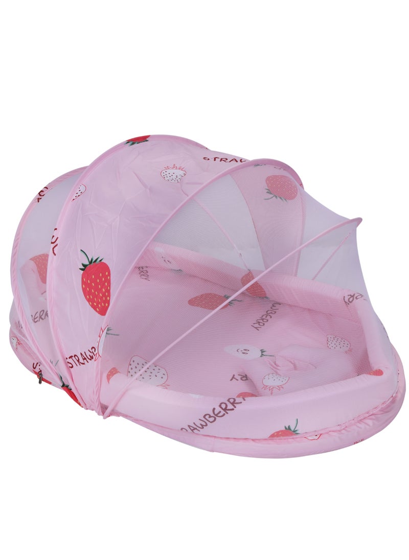 BABY PLUS - BP9076 - Pink Portable Folding Newborn Baby Travel Crib Carry-on With Bed Bag, Mesh Net Nursery Canopy Travel And Infant Sleeper Lounger Bag, Bug Net - Image 1
