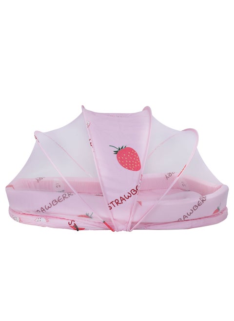 BP9076 - Pink Portable Folding Newborn Baby Travel Crib Carry-on With Bed Bag, Mesh Net Nursery Canopy Travel And Infant Sleeper Lounger Bag, Bug Net