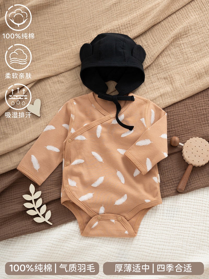 Baby'S Single Layer Cotton Wrap Fart Clothes Cotton Triangle Hayi Baby'S Boneless Newborn Clothes Belly Protection Suit - Image 2