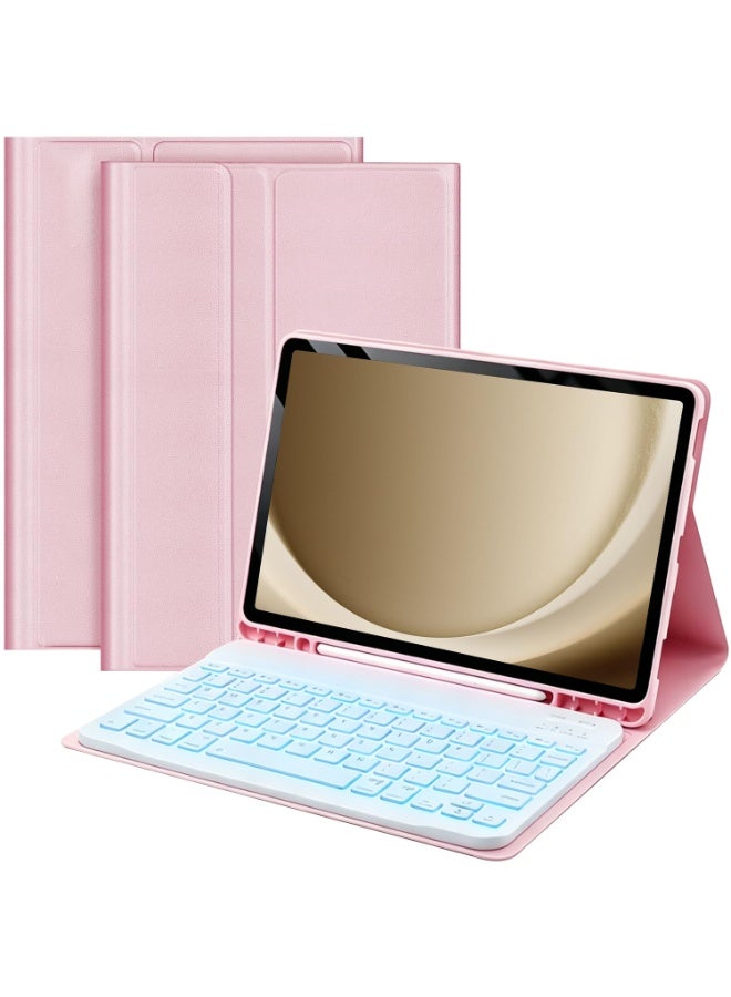 آرترابيت غطاء لوحة مفاتيح لجهاز Samsung Galaxy Tab A11+ 2025/ A9+ 2023 مقاس 11 بوصة، مزود بلوحة مفاتيح مغناطيسية قابلة للفصل تعمل بتقنية البلوتوث، وإضاءة خلفية بـ 7 ألوان، اللون الوردي - Image 1