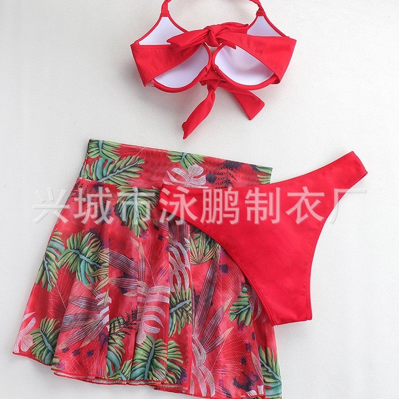 Yongpeng 2024 Swimsuit Three-Piece Mesh Skirt Gathered Bikini Split Swimsuit - Image 3