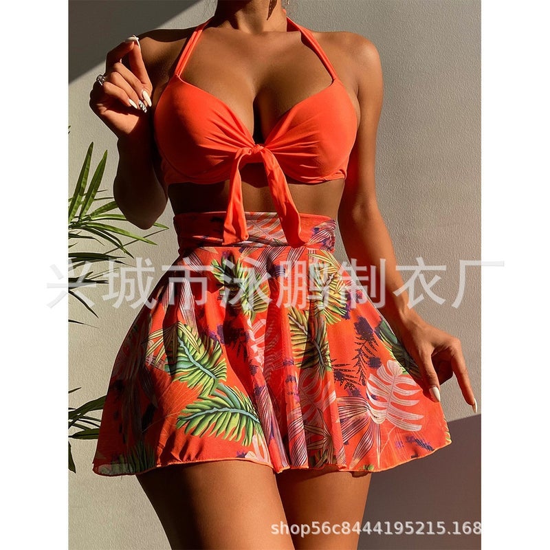 Yongpeng 2024 Swimsuit Three-Piece Mesh Skirt Gathered Bikini Split Swimsuit - Image 5