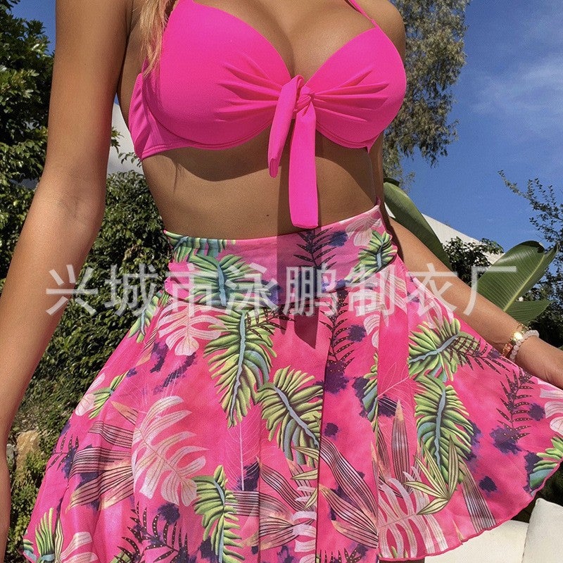 Yongpeng 2024 Swimsuit Three-Piece Mesh Skirt Gathered Bikini Split Swimsuit - Image 4