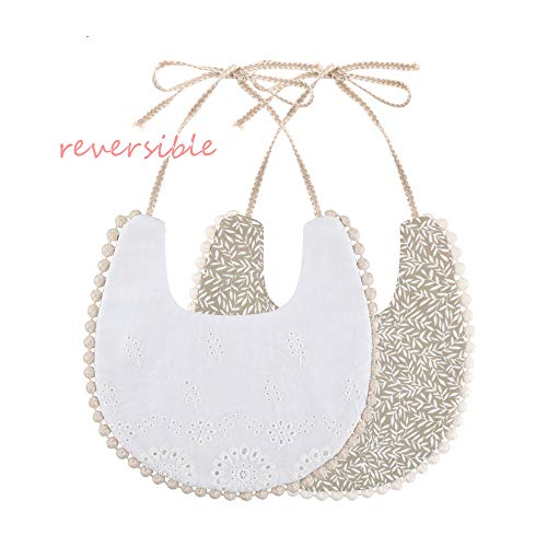 GZMM Baby Bib For Girls,Reversible Waterproof Handmade Natural Cotton Baby Drool Bib 0-12 months 4 Pack (floral mult-9, 0-12 months) - Image 4