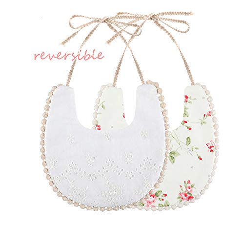 GZMM Baby Bib For Girls,Reversible Waterproof Handmade Natural Cotton Baby Drool Bib 0-12 months 4 Pack (floral mult-9, 0-12 months) - Image 5