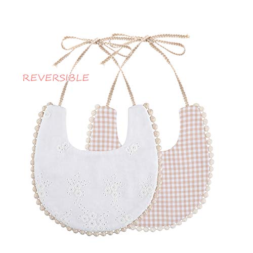 GZMM Baby Bib For Girls,Reversible Waterproof Handmade Natural Cotton Baby Drool Bib 0-12 months 4 Pack (floral mult-9, 0-12 months) - Image 2