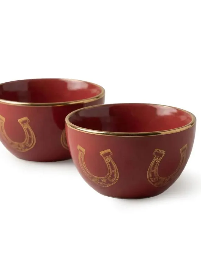 صلصال Set of 2 Condiment Bowls Fares - Red