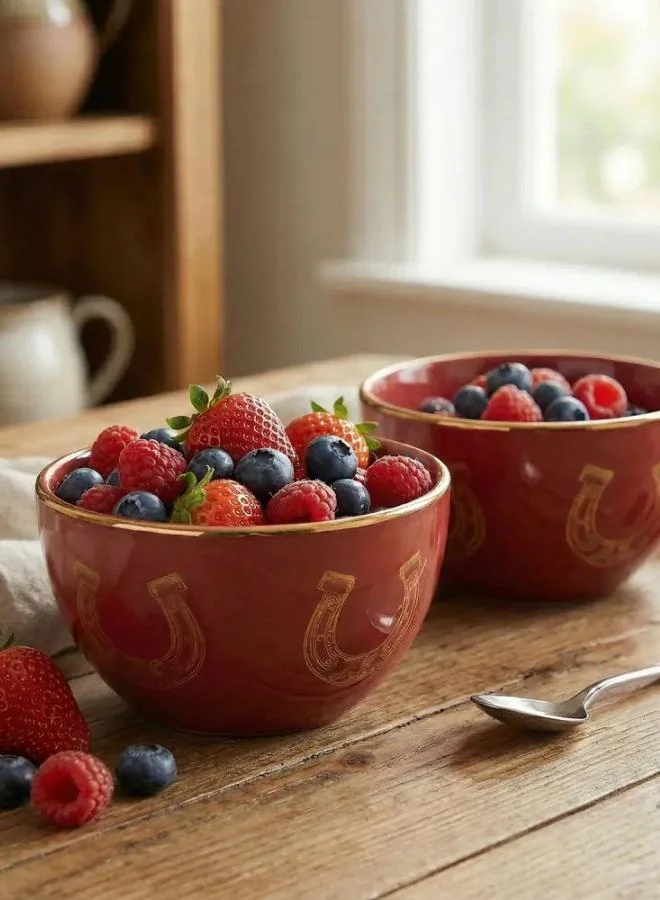 صلصال Set of 2 Condiment Bowls Fares - Red