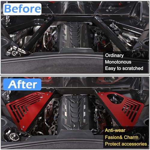 CHEAYAR Aluminum Alloy Rear Engine Covers Left Right Engine Case Guards Protector Splash Shield Compatible with Chevrolet Corvette C8 2020-2023, Engine Bay Panel Cover, C8 Accessories 2PCS (red) - Image 2