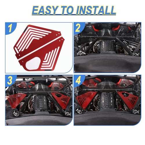 CHEAYAR Aluminum Alloy Rear Engine Covers Left Right Engine Case Guards Protector Splash Shield Compatible with Chevrolet Corvette C8 2020-2023, Engine Bay Panel Cover, C8 Accessories 2PCS (red) - Image 5