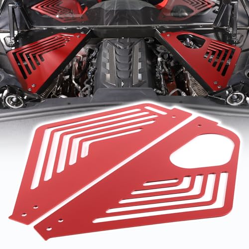 CHEAYAR Aluminum Alloy Rear Engine Covers Left Right Engine Case Guards Protector Splash Shield Compatible with Chevrolet Corvette C8 2020-2023, Engine Bay Panel Cover, C8 Accessories 2PCS (red) - Image 1