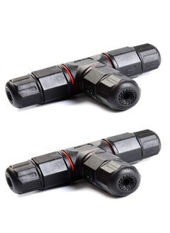 3 Way Junction Box IP68 Waterproof Electrical Junction Box for 5mm-10mm Cable Range (AC 500V, 25A) Black 2 Pack
