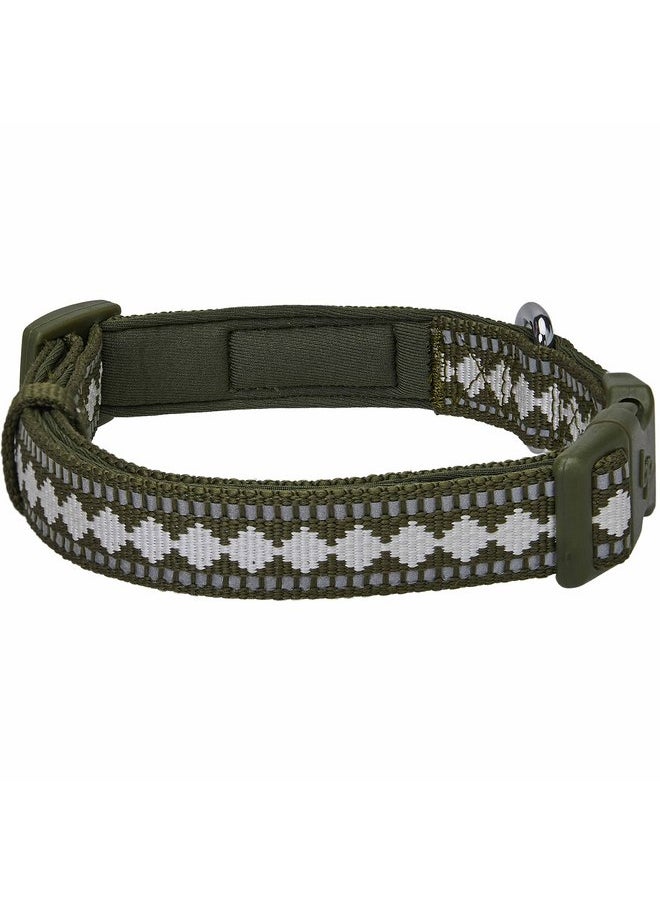 Blueberry Pet Blueberry Pet 3 Colors 3M Reflective Jacquard Neoprene Padded Adjustable Dog Collar, Olive, Medium, Neck 14.5"-20"  - Image 4