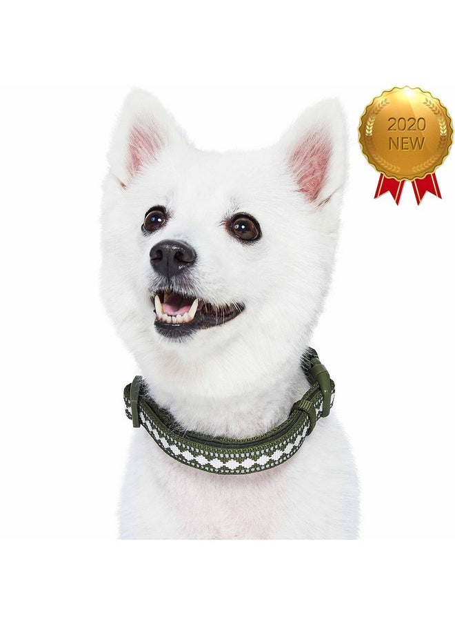 Blueberry Pet Blueberry Pet 3 Colors 3M Reflective Jacquard Neoprene Padded Adjustable Dog Collar, Olive, Medium, Neck 14.5"-20"  - Image 2