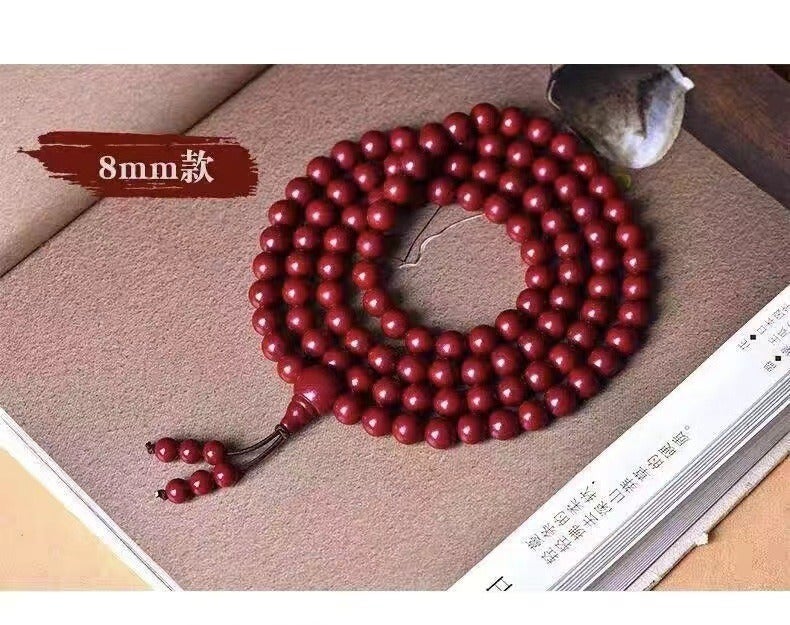 108 Bead Cinnabar Buddhist Prayer Beads Bracelet for Men and Women, Purple Gold Sand Necklace