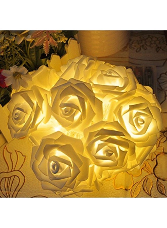 10LED Rose String Lights, 1.5 Meters Rose Fairy String Lights Battery Powered, Warm White, for Halloween Christmas Thanksgiving Valentine's Day Home Indoor Outdoor, Wedding Decorations - Image 1