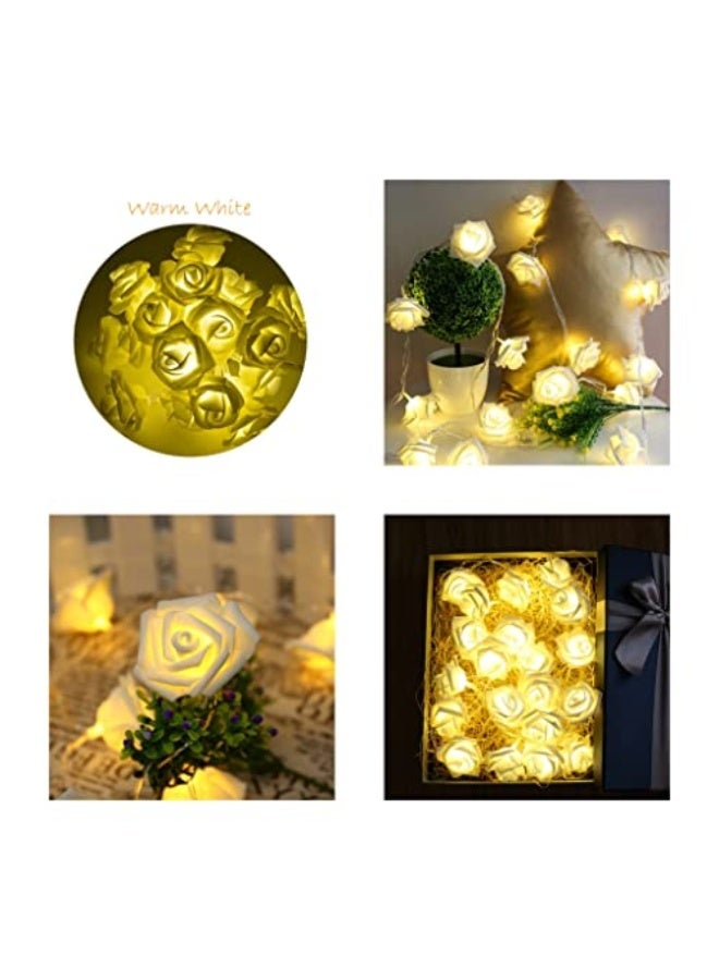 10LED Rose String Lights, 1.5 Meters Rose Fairy String Lights Battery Powered, Warm White, for Halloween Christmas Thanksgiving Valentine's Day Home Indoor Outdoor, Wedding Decorations - Image 3