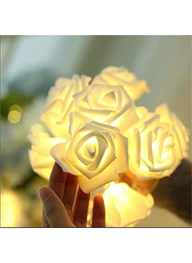 10LED Rose String Lights, 1.5 Meters Rose Fairy String Lights Battery Powered, Warm White, for Halloween Christmas Thanksgiving Valentine's Day Home Indoor Outdoor, Wedding Decorations - Image 4