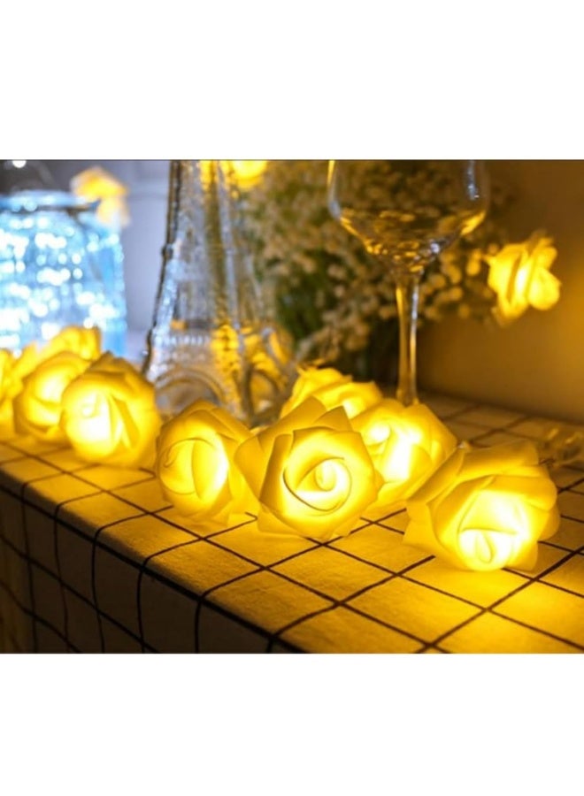10LED Rose String Lights, 1.5 Meters Rose Fairy String Lights Battery Powered, Warm White, for Halloween Christmas Thanksgiving Valentine's Day Home Indoor Outdoor, Wedding Decorations - Image 5