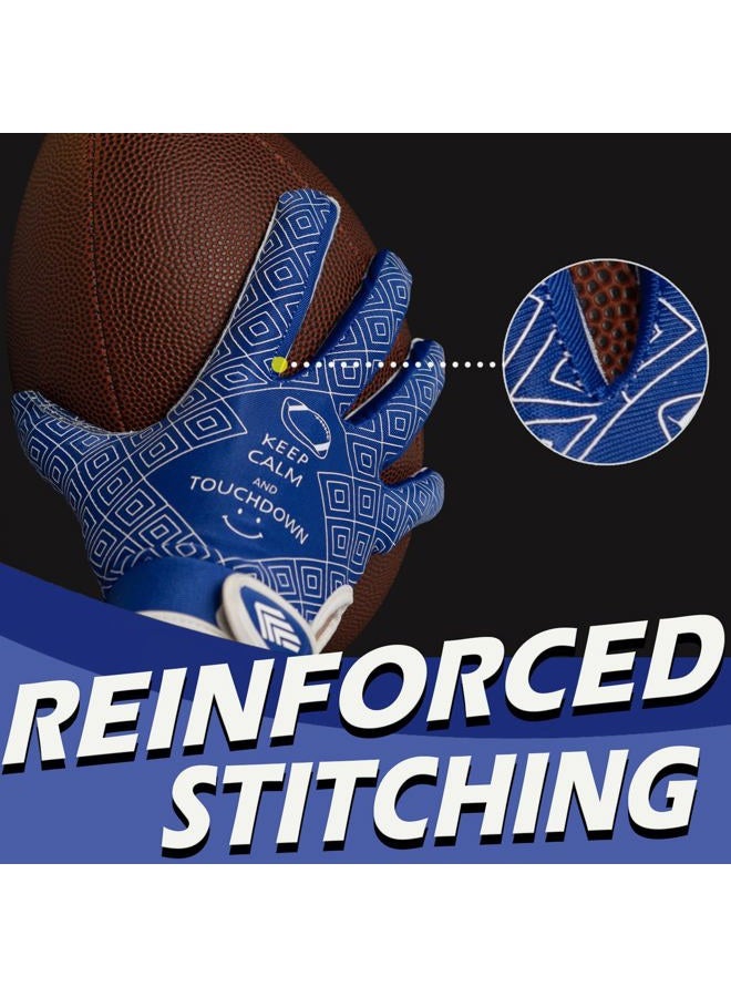 GLOSAV Youth Football Gloves, Super Sticky Receiver Gloves for Kids, Sporty Gifts for Boys & Girls Flagfootball Play (Blue, Small- Youth) - Image 4
