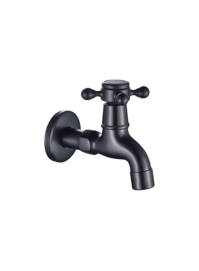 The Bros Wall Mount Single Cross Handle One Hole Bathroom Faucet Lavatory Cold Water Only Washing Machine Balcony Mop Sink Taps,Oil Rubbed Bronze - Image 2