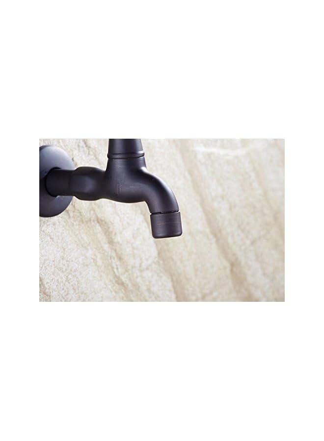 The Bros Wall Mount Single Cross Handle One Hole Bathroom Faucet Lavatory Cold Water Only Washing Machine Balcony Mop Sink Taps,Oil Rubbed Bronze - Image 3