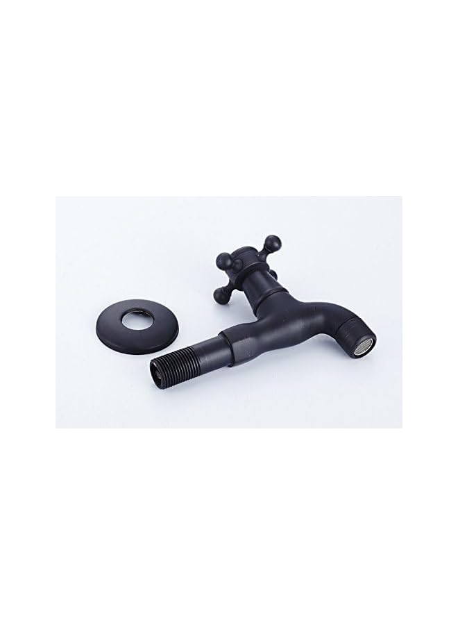 The Bros Wall Mount Single Cross Handle One Hole Bathroom Faucet Lavatory Cold Water Only Washing Machine Balcony Mop Sink Taps,Oil Rubbed Bronze - Image 5