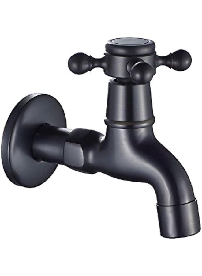 The Bros Wall Mount Single Cross Handle One Hole Bathroom Faucet Lavatory Cold Water Only Washing Machine Balcony Mop Sink Taps,Oil Rubbed Bronze - Image 1