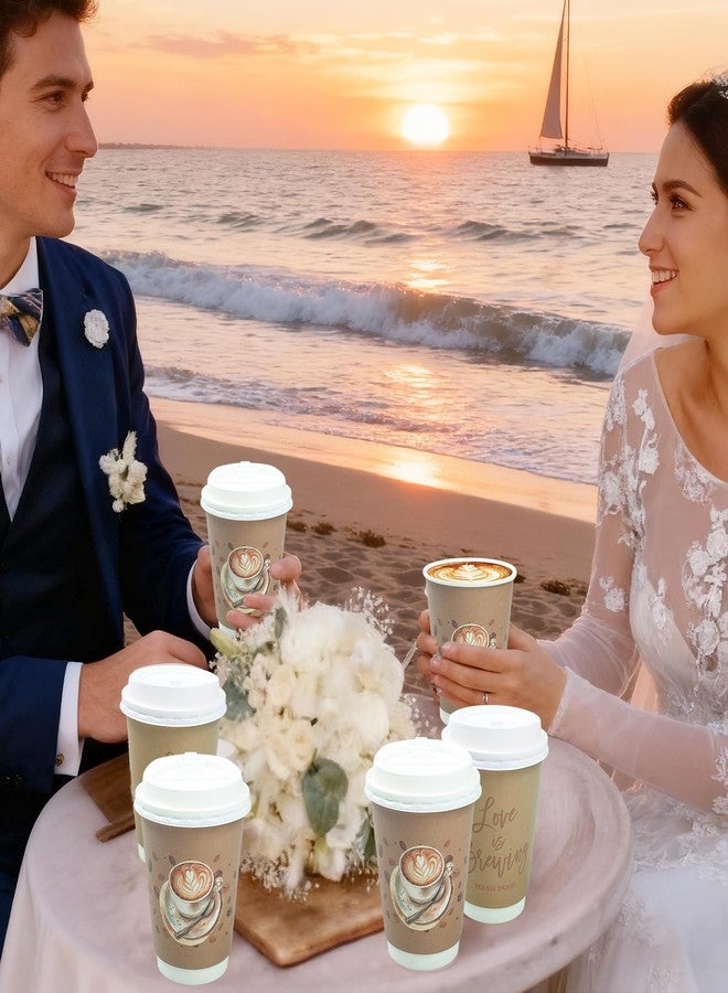 Ohmique 50 Sets Love Is Brewing Coffee Cups with Lids - Love Is Brewing Bridal Shower Decorations, 14 oz Disposable Coffee Cups for Bridal Shower Decorations, Wedding Engagement Bachelorette Party Supplies - Image 5