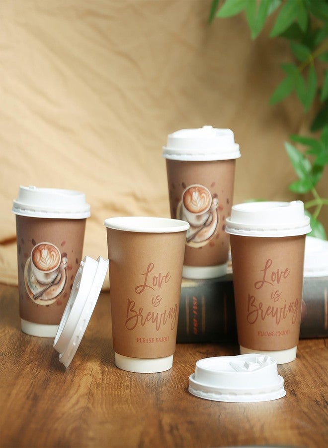 Ohmique 50 Sets Love Is Brewing Coffee Cups with Lids - Love Is Brewing Bridal Shower Decorations, 14 oz Disposable Coffee Cups for Bridal Shower Decorations, Wedding Engagement Bachelorette Party Supplies - Image 4
