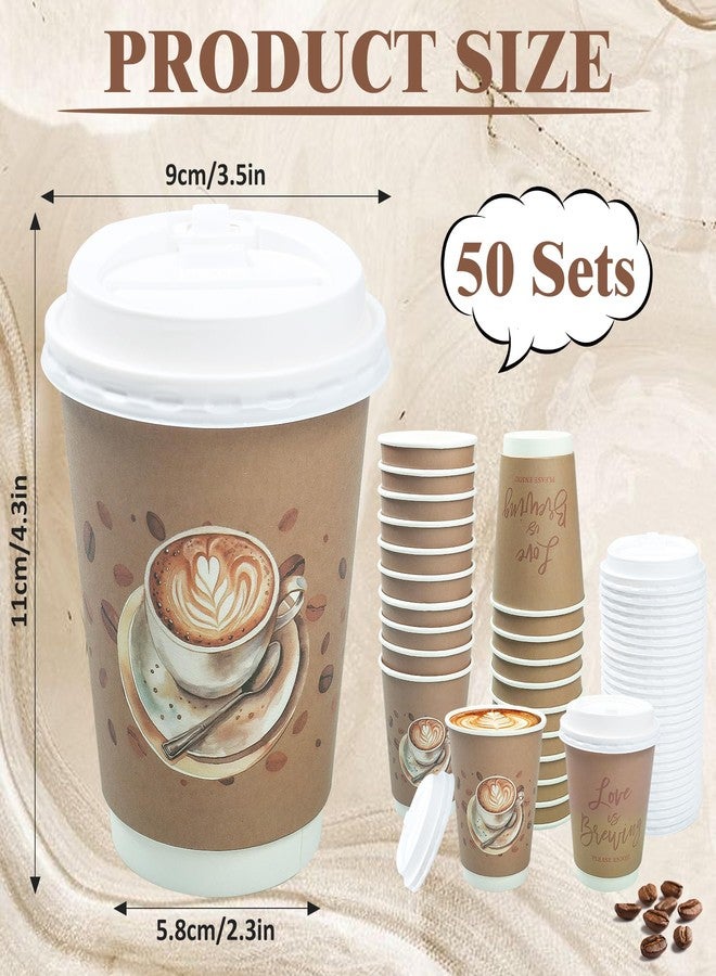 Ohmique 50 Sets Love Is Brewing Coffee Cups with Lids - Love Is Brewing Bridal Shower Decorations, 14 oz Disposable Coffee Cups for Bridal Shower Decorations, Wedding Engagement Bachelorette Party Supplies - Image 2