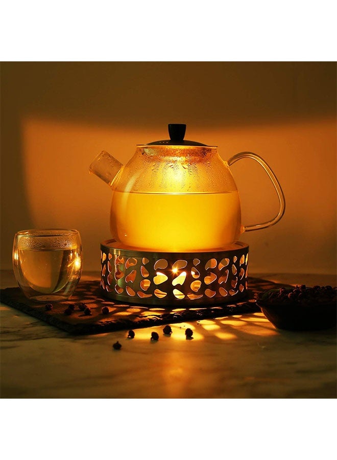 Teapot Warmer, Brushed Stainless Steel Tea Warmer with Tealight Holder, Gold - Image 3