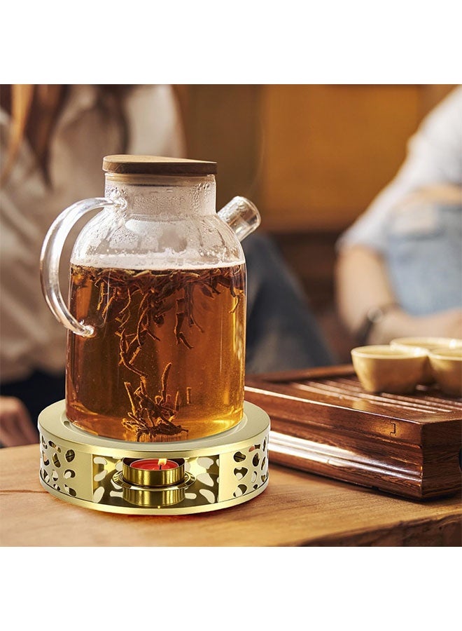Teapot Warmer, Brushed Stainless Steel Tea Warmer with Tealight Holder, Gold - Image 4