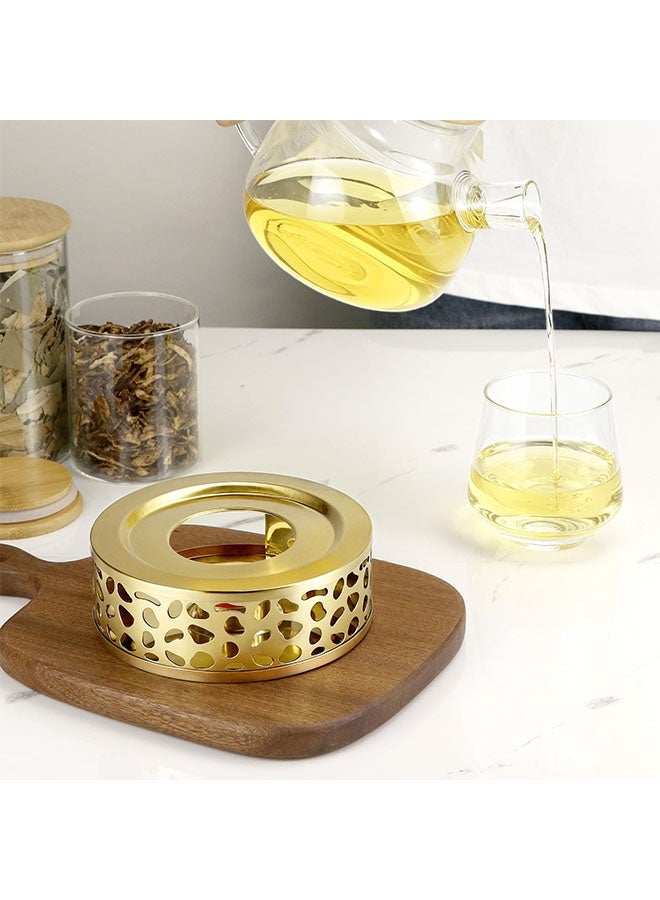 Teapot Warmer, Brushed Stainless Steel Tea Warmer with Tealight Holder, Gold - Image 5