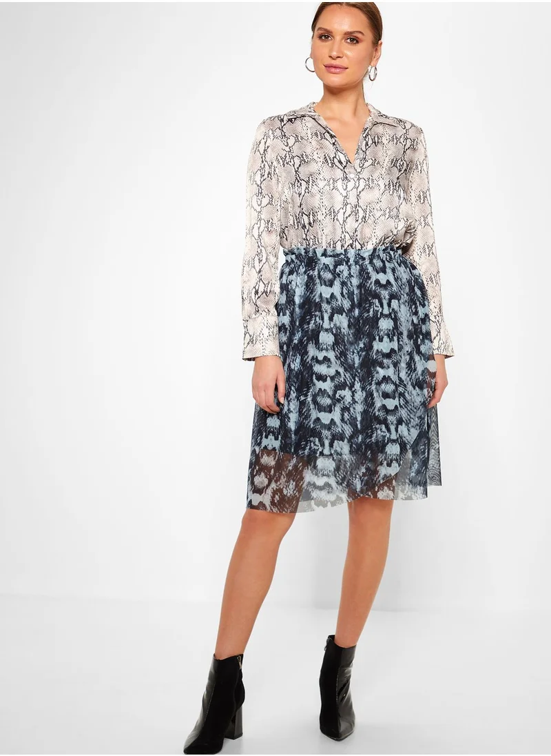 VERO MODA Printed Pleated Skirt