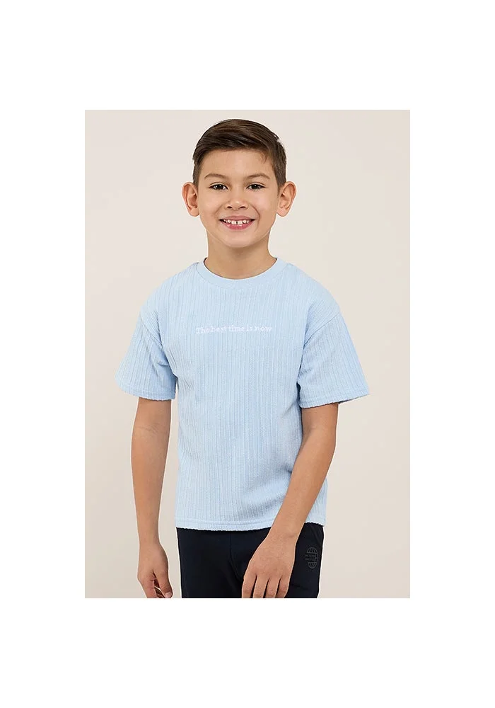 أر أند بي Embroidered T-Shirt with Crew Neck and Short Sleeves