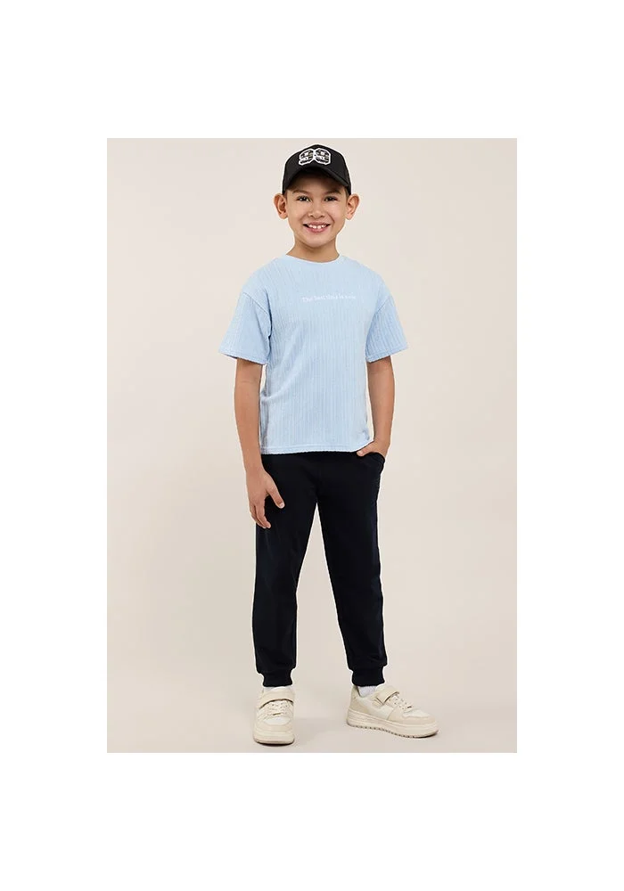 أر أند بي Embroidered T-Shirt with Crew Neck and Short Sleeves