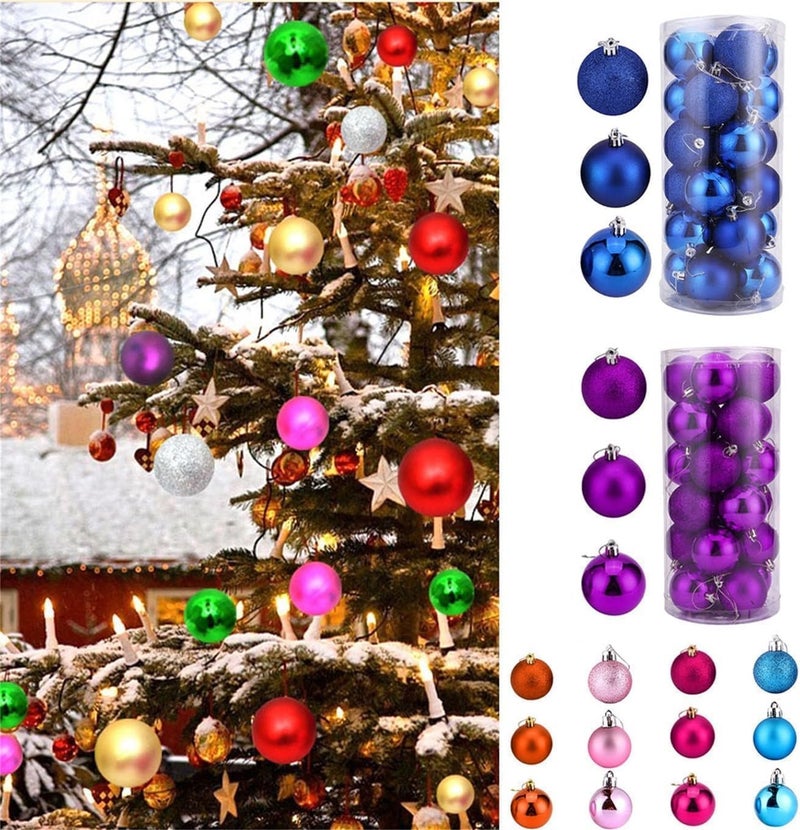 klarako Christmas Balls Ornaments - 24Pcs Christmas Tree Ornaments, Shatterproof Shiny and Polshed Glossy Christmas Tree Hanging Ball for Holiday Wedding Party Wreath Decorations (Silver) - Image 1
