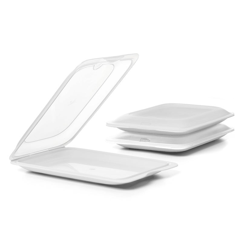 TATAY Cold Meat Containers for Fridge  Set of 3 Standard  Fridge Storage  Removable Lid Stackable  Microwave Freezer and Dishwasher Safe  BPAFree 17 x 32 x 252 cm Colour White