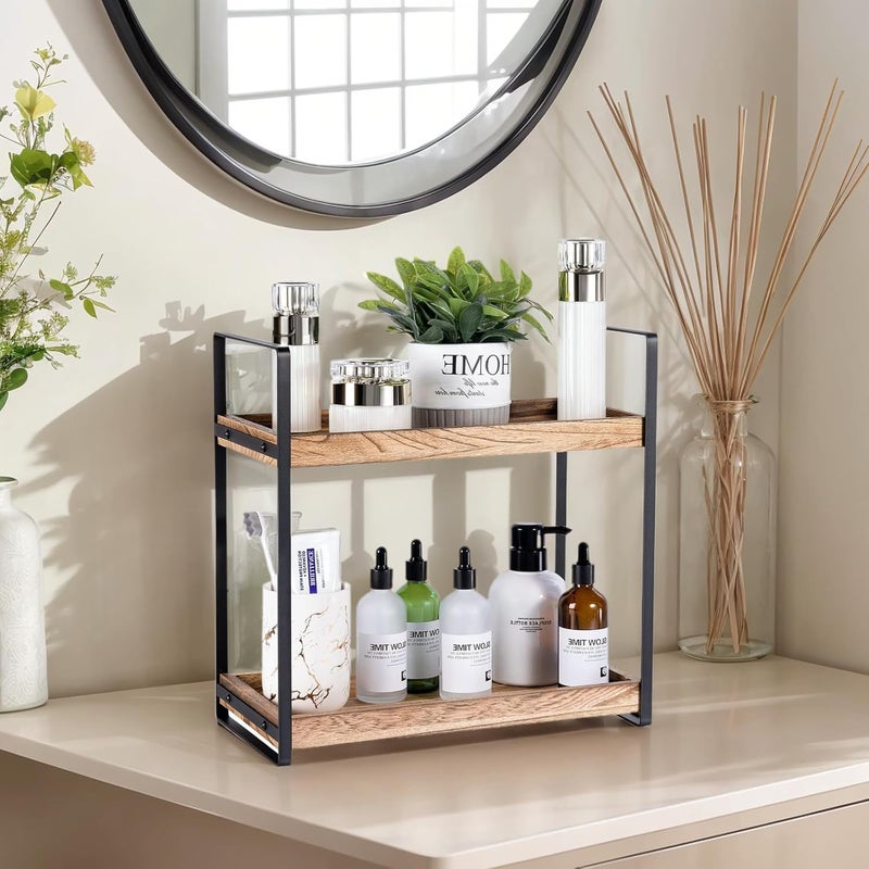 Giftacity Bathroom Counter Organizer and Storage - Kitchen Countertop Organizer for Bathroom Sink and Coffee Bar, 2-Tier Vanity Counter Tray Shelf for Restroom Decor - Image 2