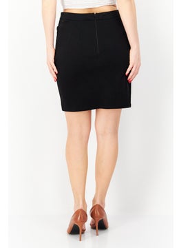 promod Women Plain Pull On Mini Skirt, Black  - Image 4